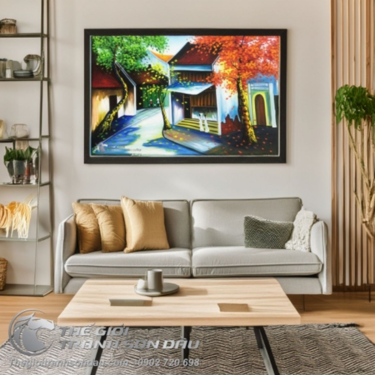 Tranh Sơn Dầu Phố Cổ Việt Nam Ngõ Vắng Trang Trí Nhà Đẹp 