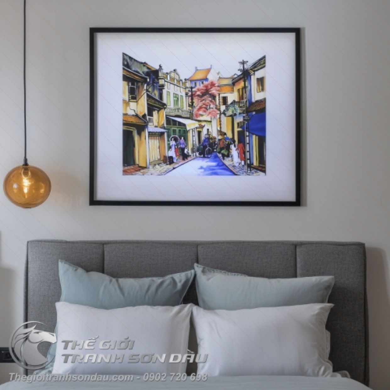 Tranh Sơn Dầu Phong Cảnh Phố Cổ Nghệ Thuật Tinh Tế Sang Trọng 