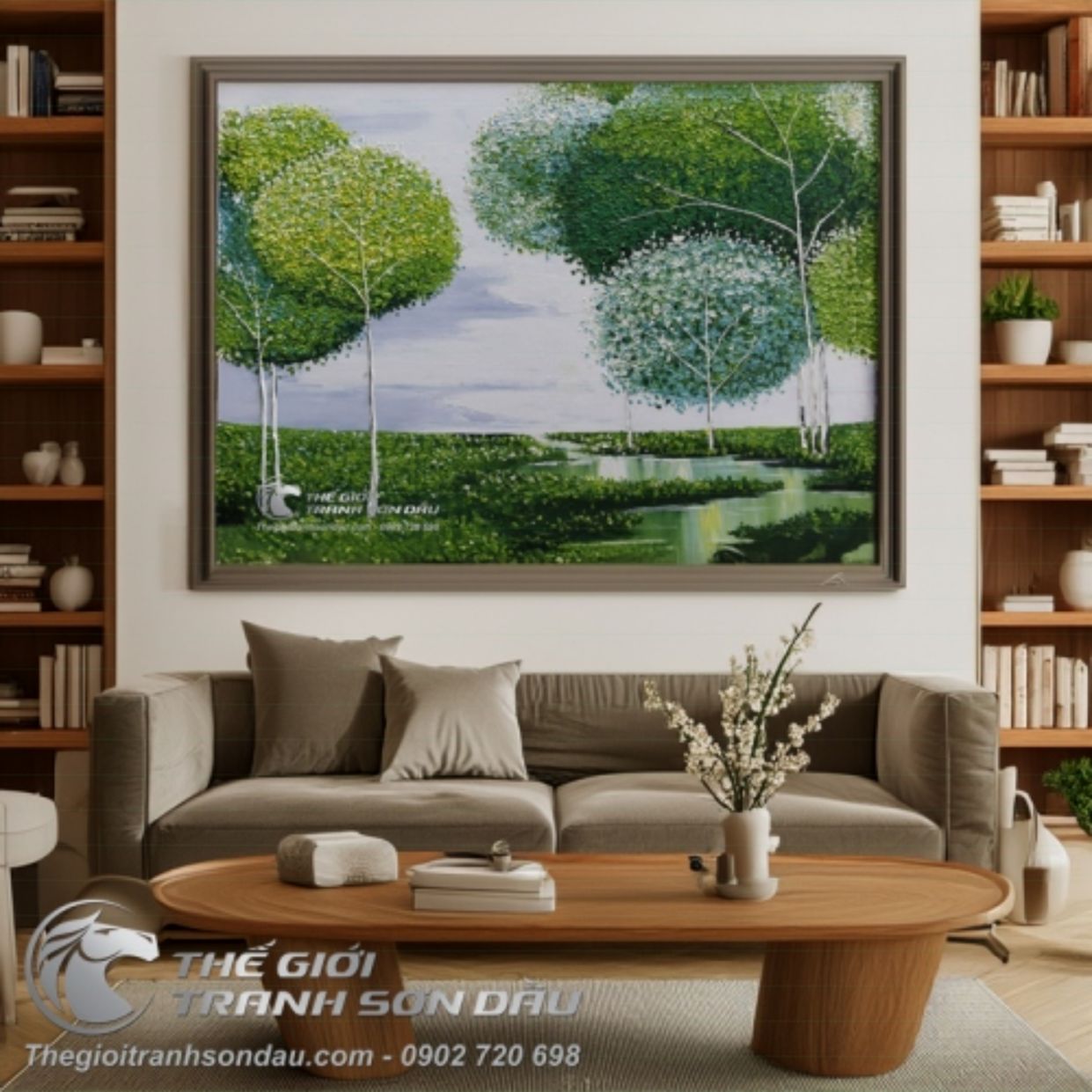 Tranh Sơn Dầu Cây Vẽ Dày Màu Hiện Đại 60x80cm Màu Sắc Nổi Bật 