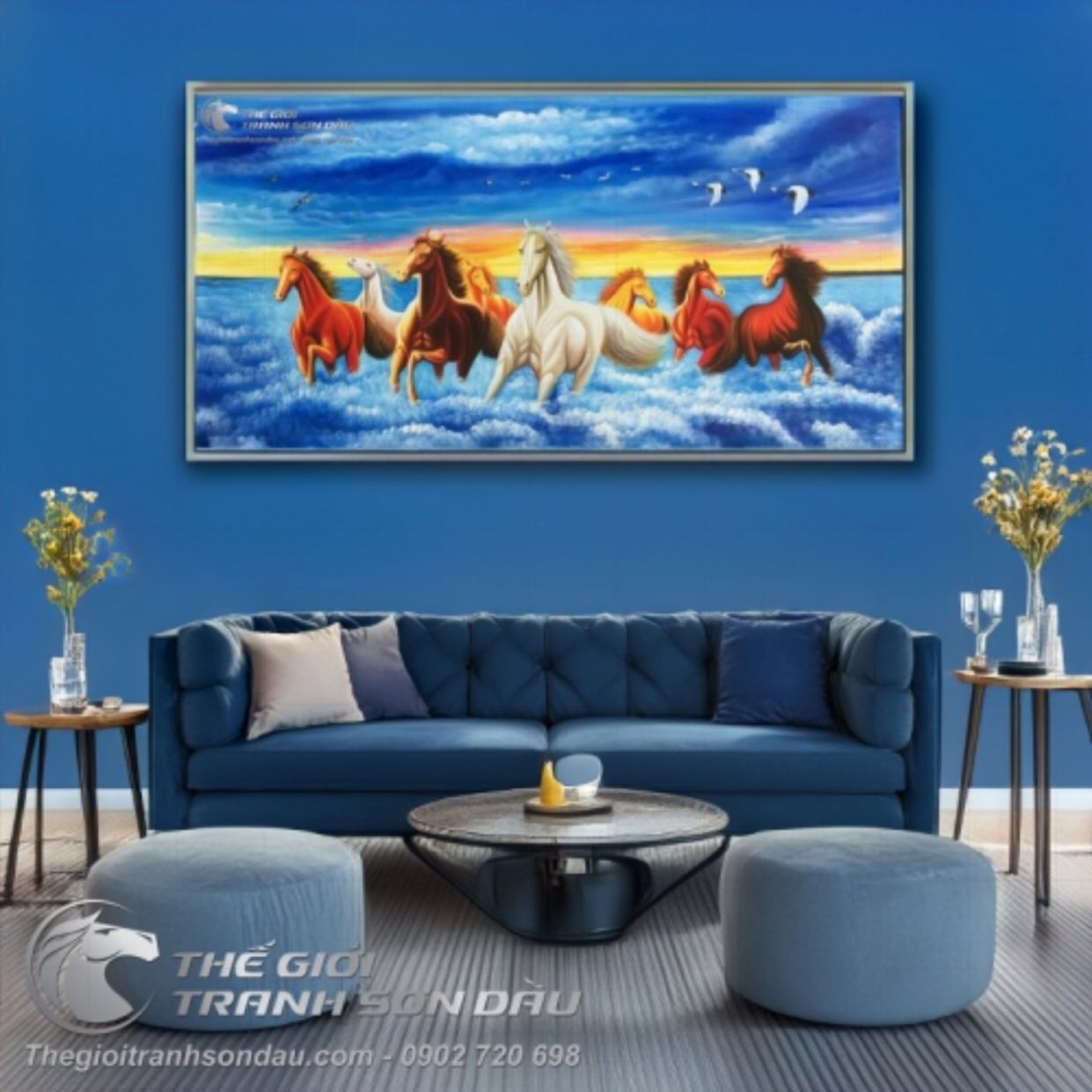 Tranh Mã Đáo Thành Công 60x120cm Hợp Mệnh Thủy Tài Lộc May Mắn 