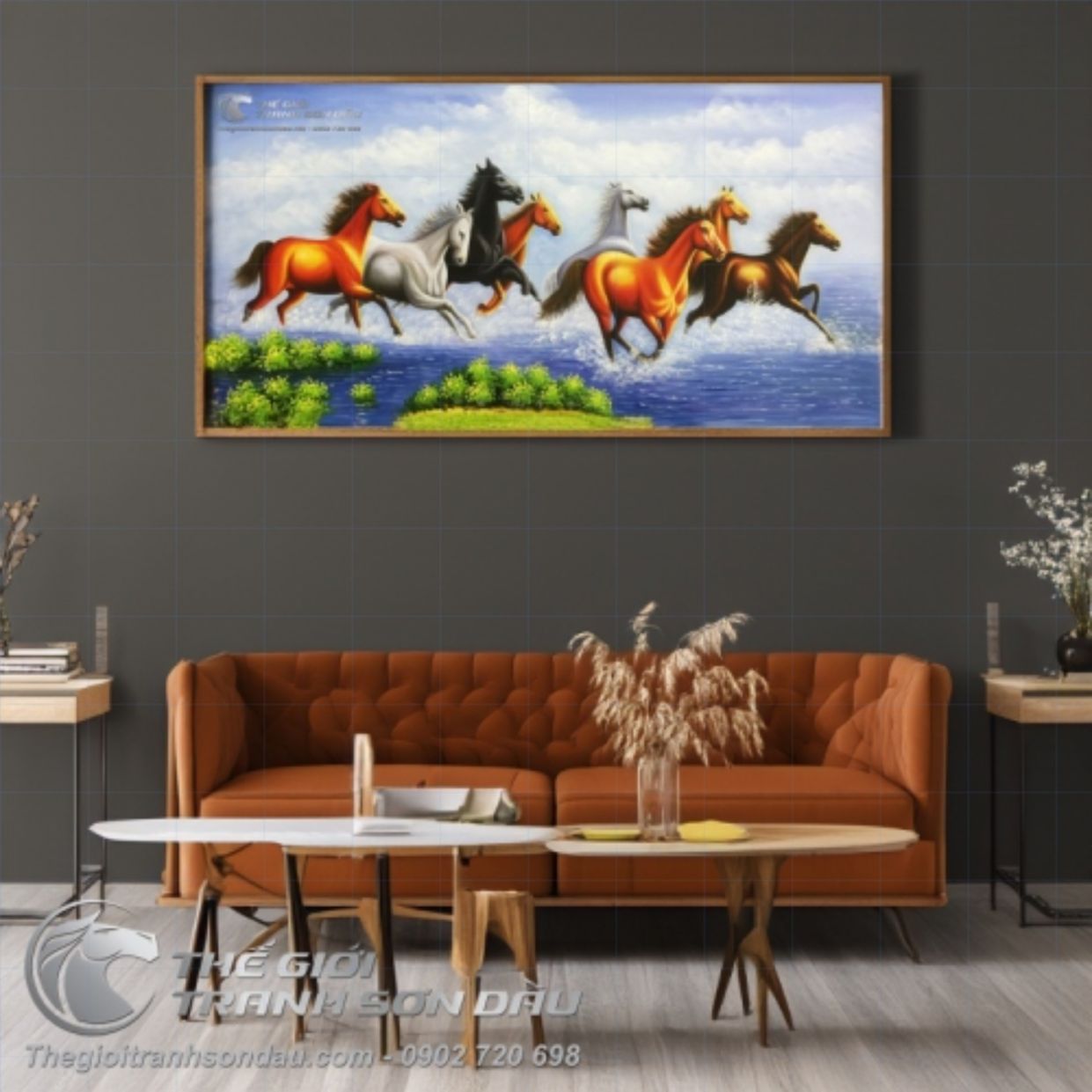 Tranh Mã Đáo Thành Công Hợp Mạng Thủy Kích Thước 60x120cm Đa Sắc 