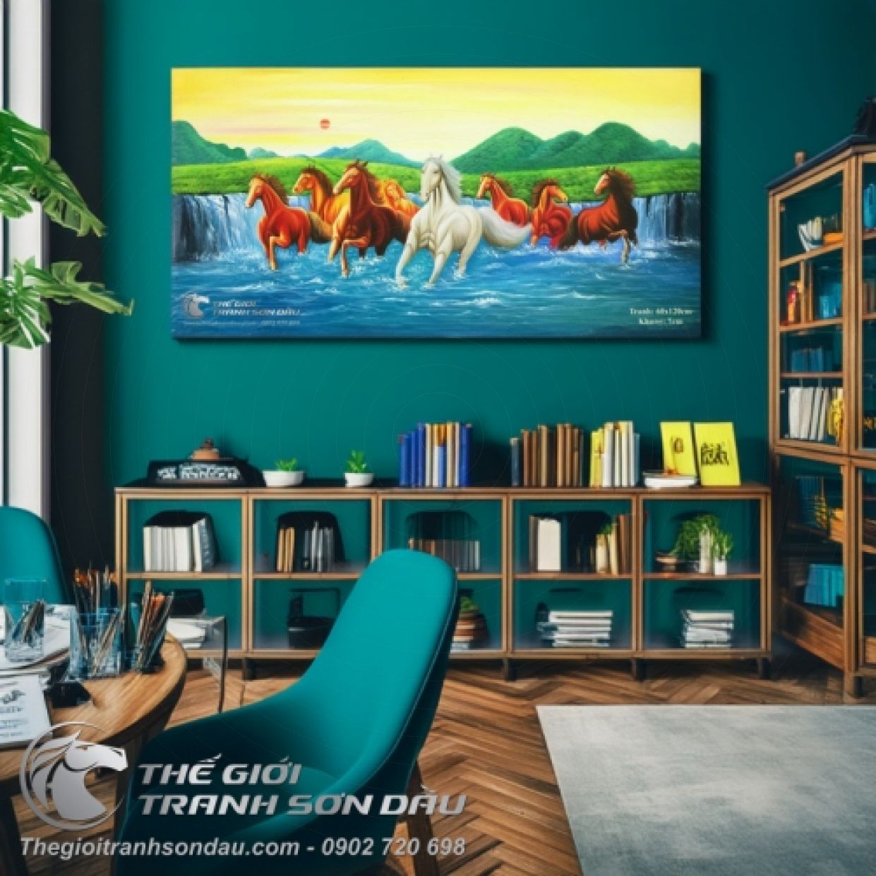 Tranh Mã Đáo Thành Công 60x120 Sơn Dầu Đa Sắc Phong Thủy 