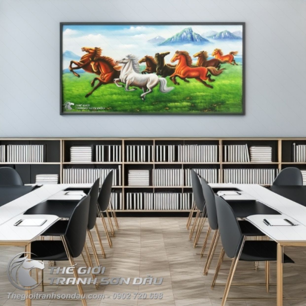 Tranh Sơn Dầu Ngựa Mã Đáo Thành Công Kích Thước Lớn 60x120 