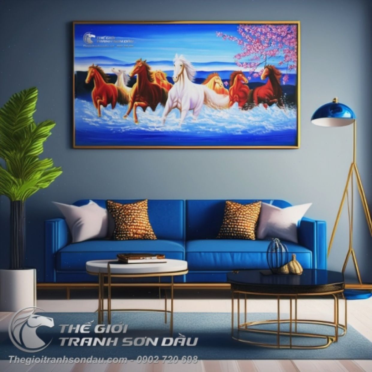 Tranh Sơn Dầu Mã Đáo Thành Công Ý Nghĩa Quà Tặng Khai Trương 60x120 