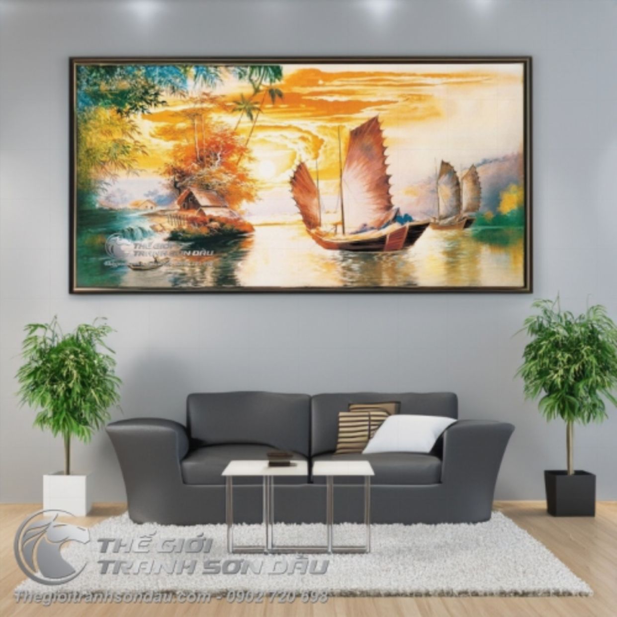 Tranh Thuyền Buồm Sơn Dầu 80x160 Sang Trọng Tạo Không Gian 