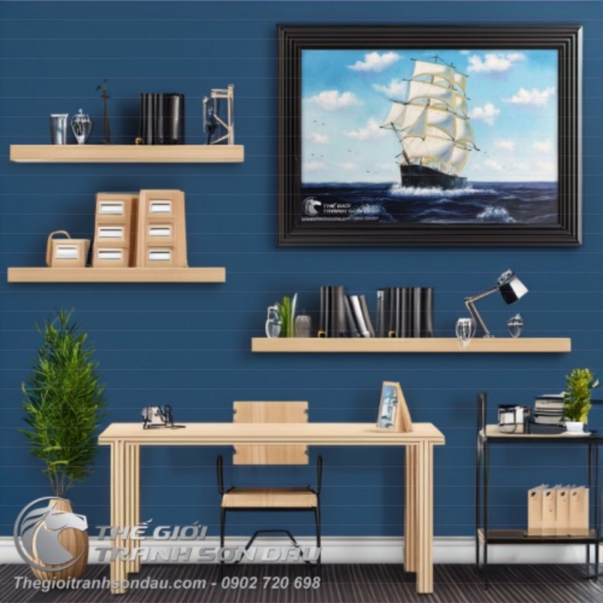 Tranh Thuận Buồm Xuôi Gió 60x90 Sơn Dầu Khung Đẹp 