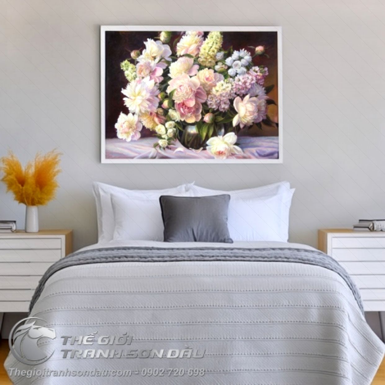 Tranh Mẫu Đơn Treo Phòng Ngủ Sang Trọng Trang Trí Nội Thất 