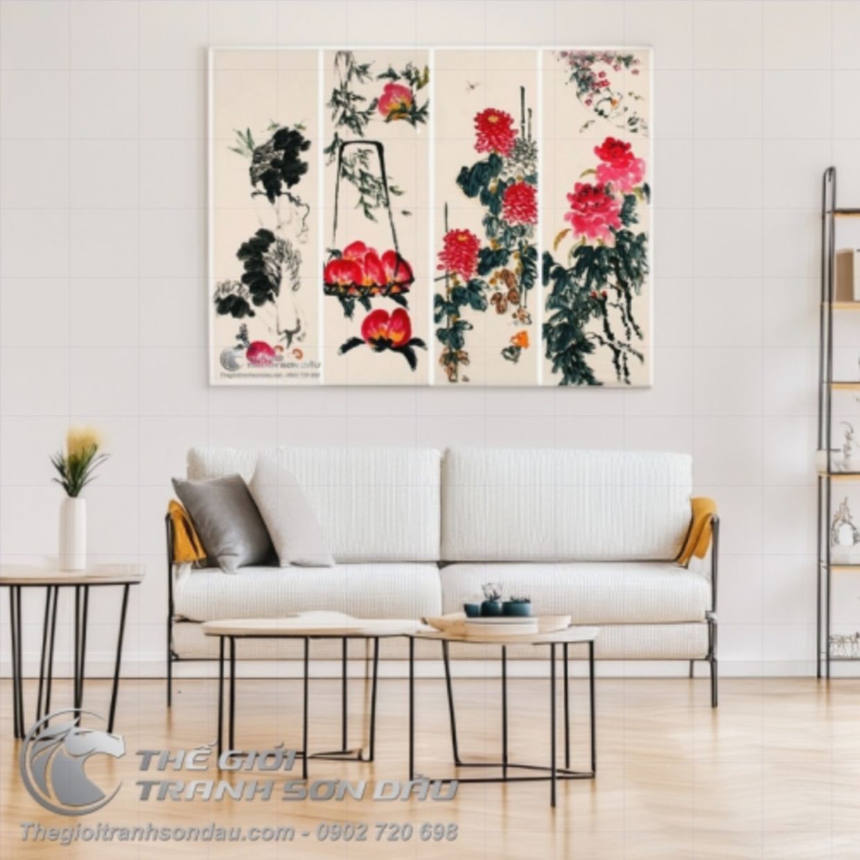 Tranh Bộ Tứ Quý Đẹp Sơn Dầu Phong Thủy Tặng Quà Sang 