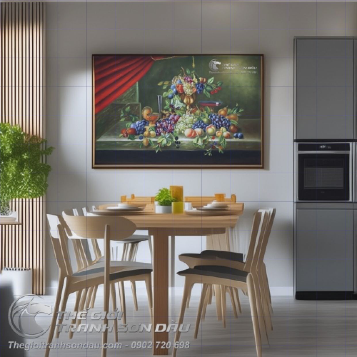 Tranh Sơn Dầu Tĩnh Vật Trái Cây Cổ Điển Treo Tường Đẹp Sang Trọng 