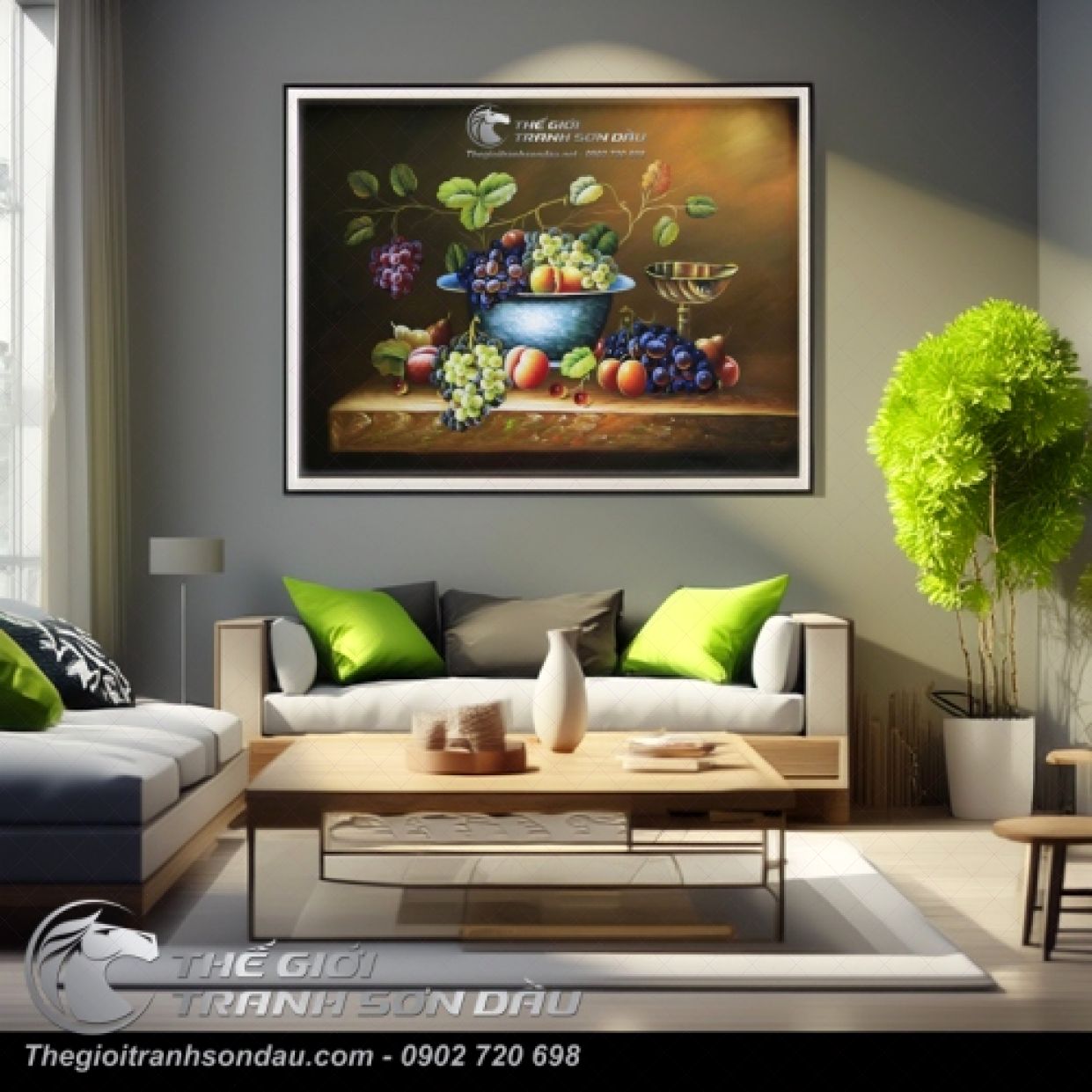 Tranh Sơn Dầu Tả Thực Trái Cây Đẹp Kích Thước Đa Dạng 