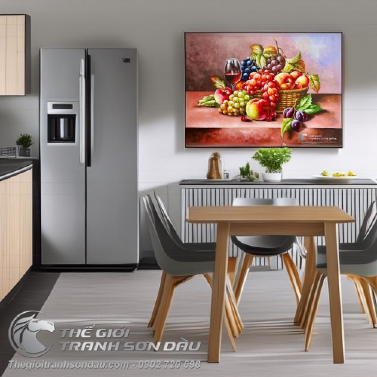 Tranh Sơn Dầu Tĩnh Vật Đẹp Trang Trí Phòng Kích Thước Lớn 