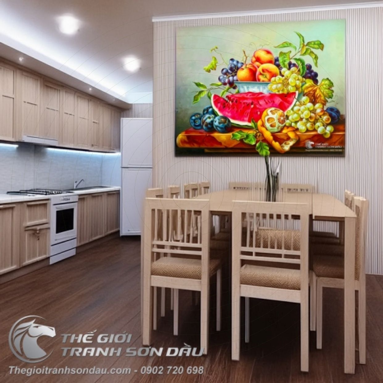 Tranh Tĩnh Vật Giỏ Trái Cây Sơn Dầu Nghệ Thuật Đẹp 