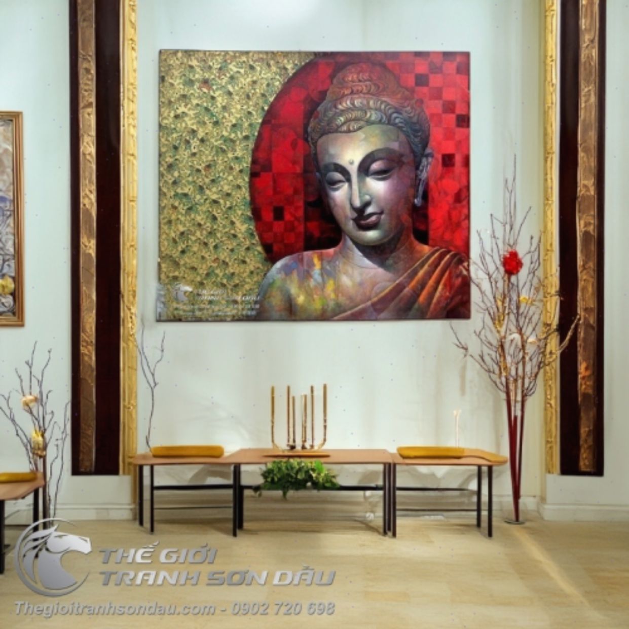 Tranh Phật Nghiêng Đầu Sơn Dầu Đẹp Kích Thước Đa Dạng 