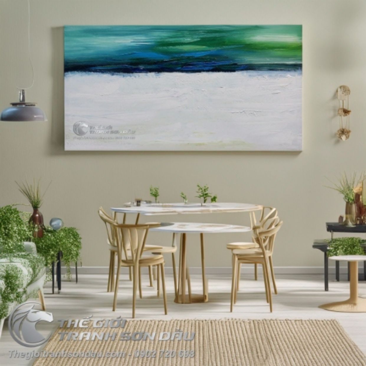 Tranh Trừu Tượng Chân Trời Xa Sơn Dầu Kích Thước Lớn Đa Sắc 