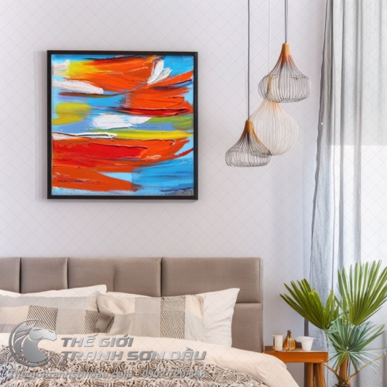 Tranh Trừu Tượng Vết Cắt Số 10 Sơn Dầu 60x60 Đa Sắc 