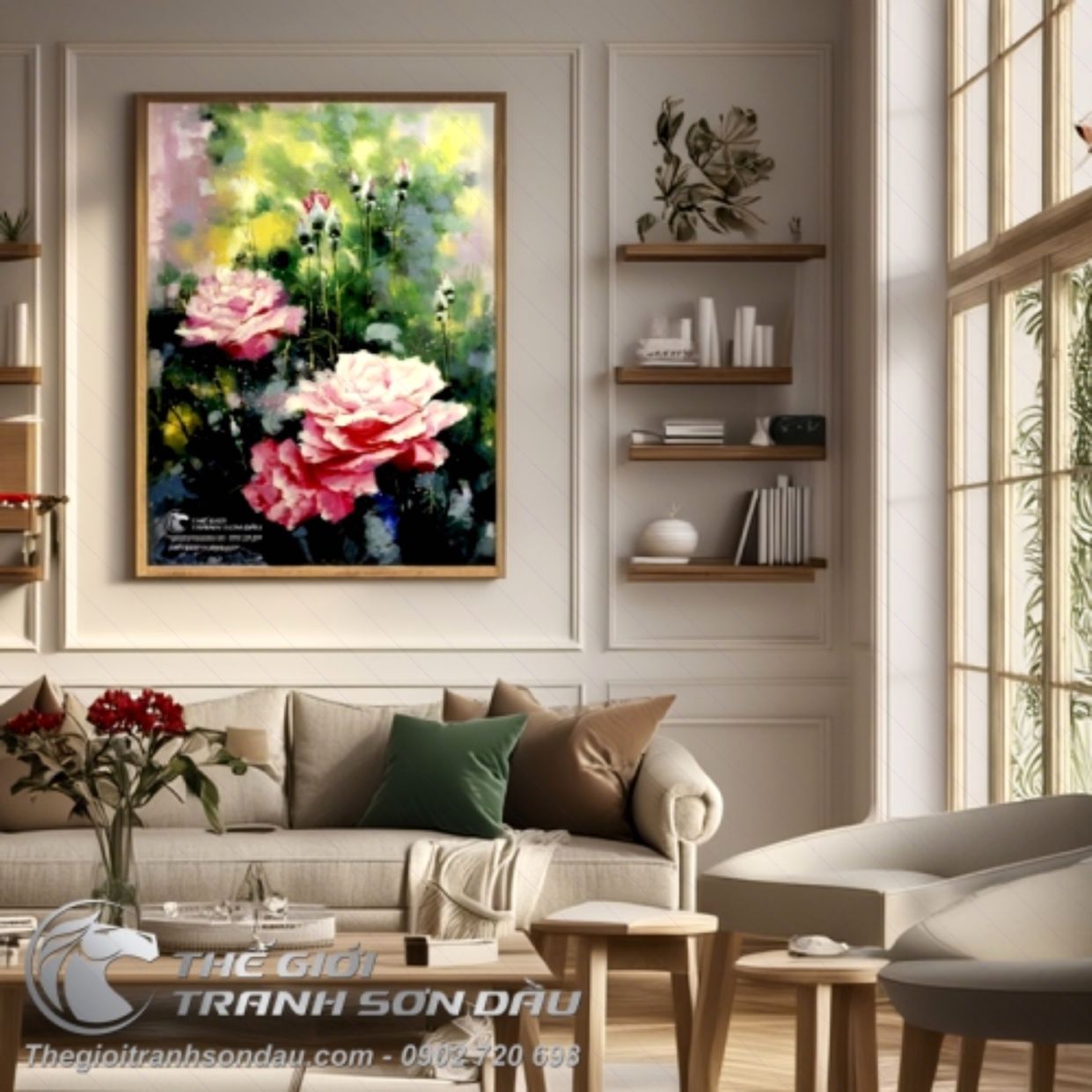 Tranh Sơn Dầu Hoa Hồng Đẹp Đa Sắc Kích Thước Lớn Giá Tốt 