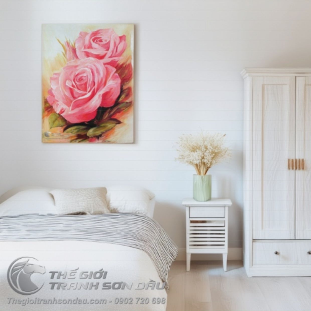 Tranh Sơn Dầu Hoa Hồng Đa Sắc Kích Thước Đa Dạng Tinh Tế 