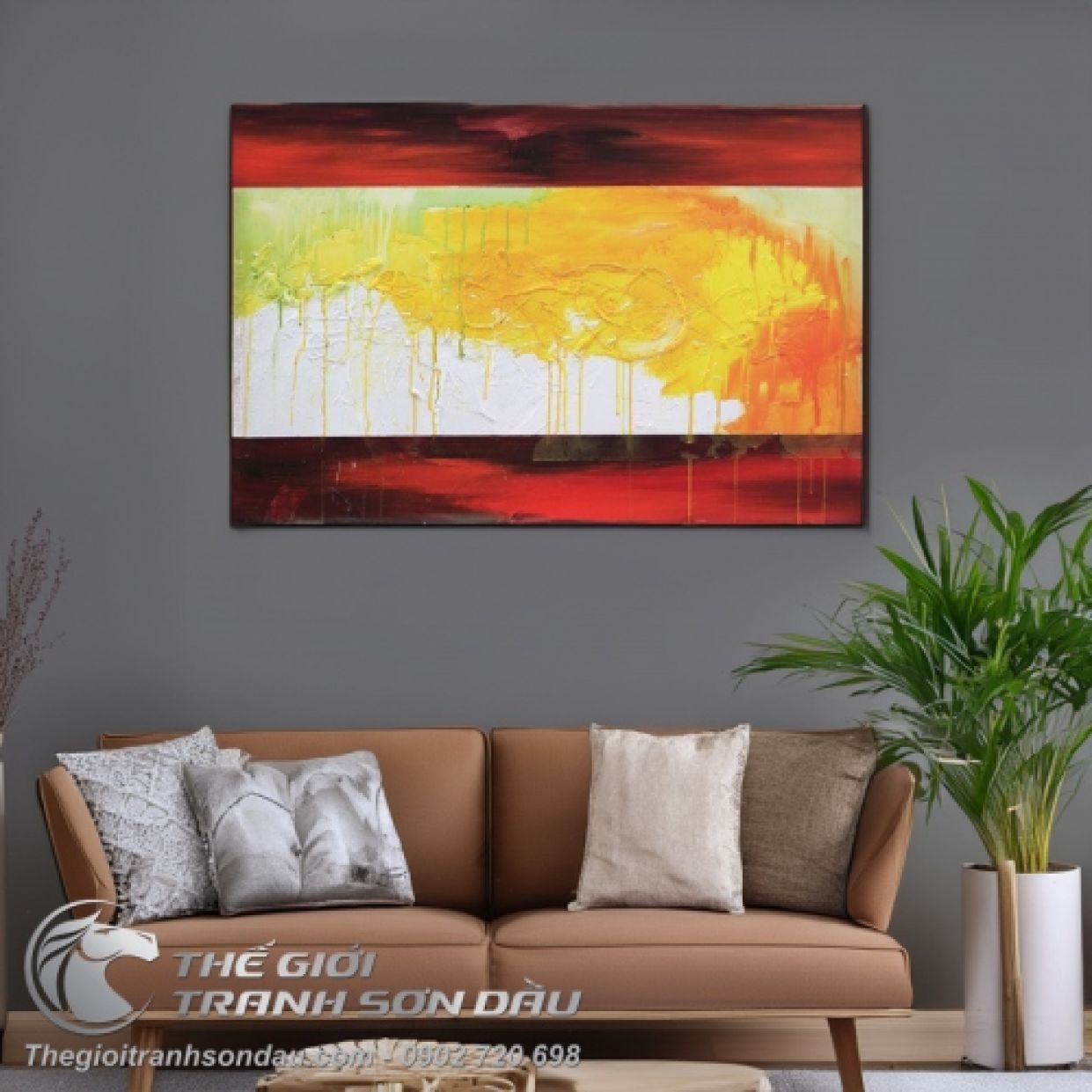 Tranh Trừu Tượng Đẹp Hiện Đại 80x120cm Sơn Dầu Đa Sắc 