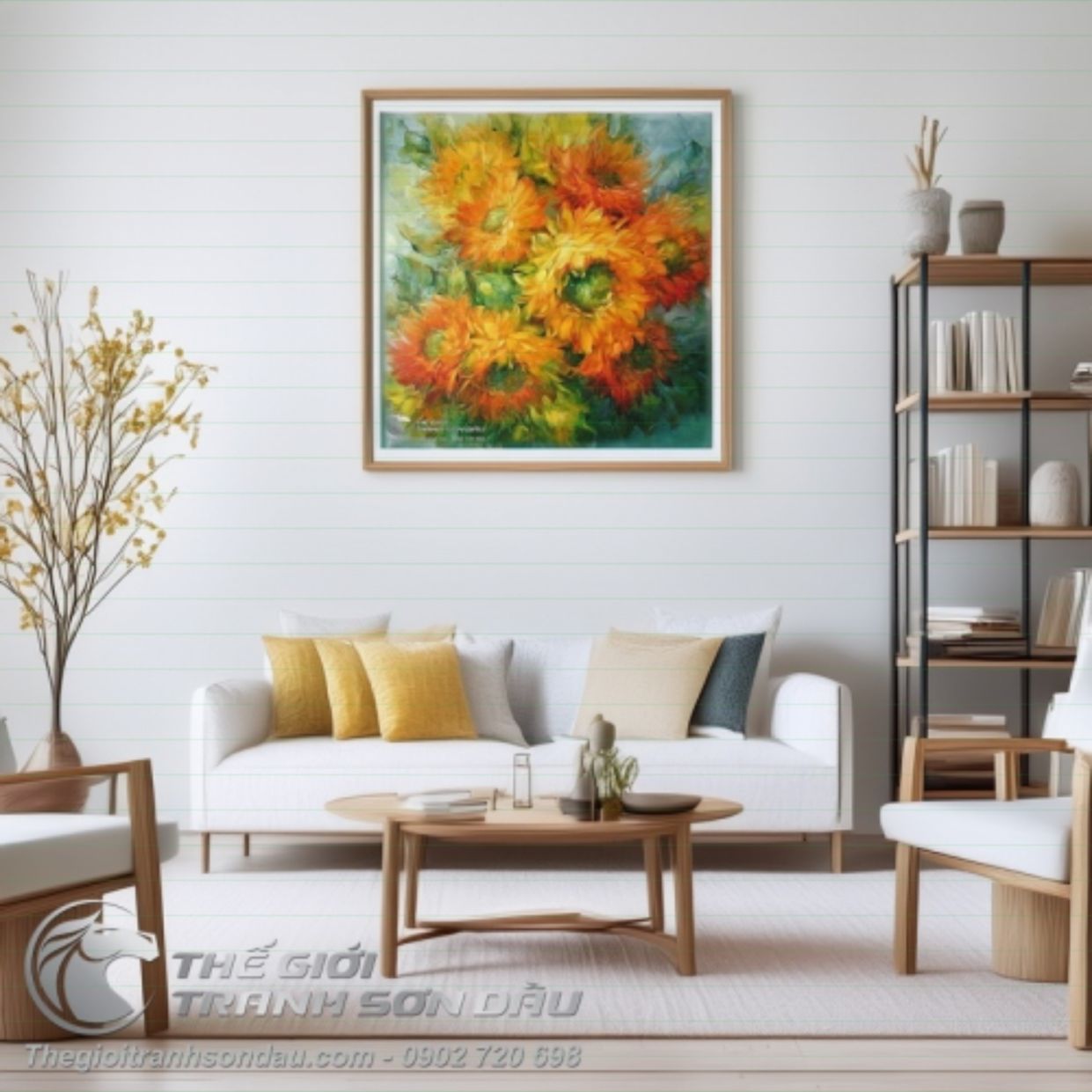 Tranh Hoa Cúc Sơn Dầu Đẹp Nghệ Thuật 60x90 80x160cm Sang Trọng 