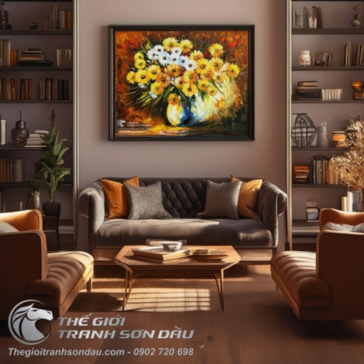Tranh Hoa Cúc Sơn Dầu Sắc Màu Tươi Sáng 60x80 Đẹp Mua Ngay 