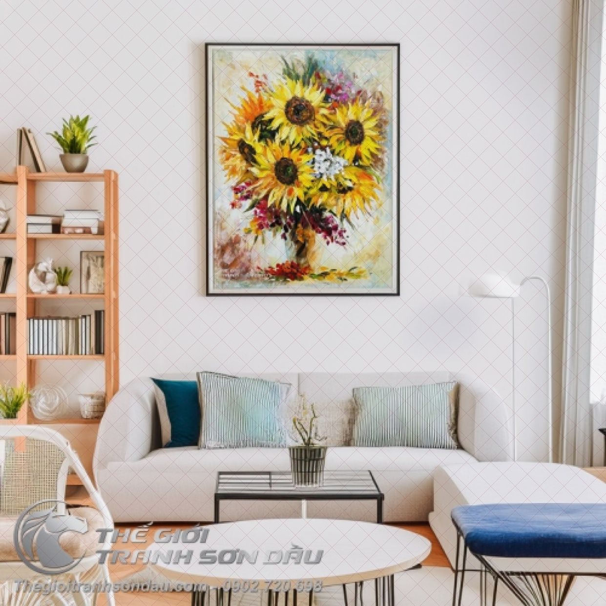 Tranh Sơn Dầu Hoa Hướng Dương Đẹp Nghệ Thuật Kích Thước 60x80 