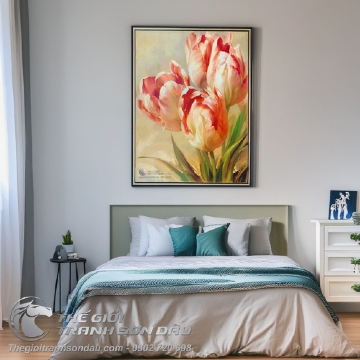Tranh Sơn Dầu Hoa Tulip Đỏ Đẹp Kích Thước Đa Dạng Mua Ngay 