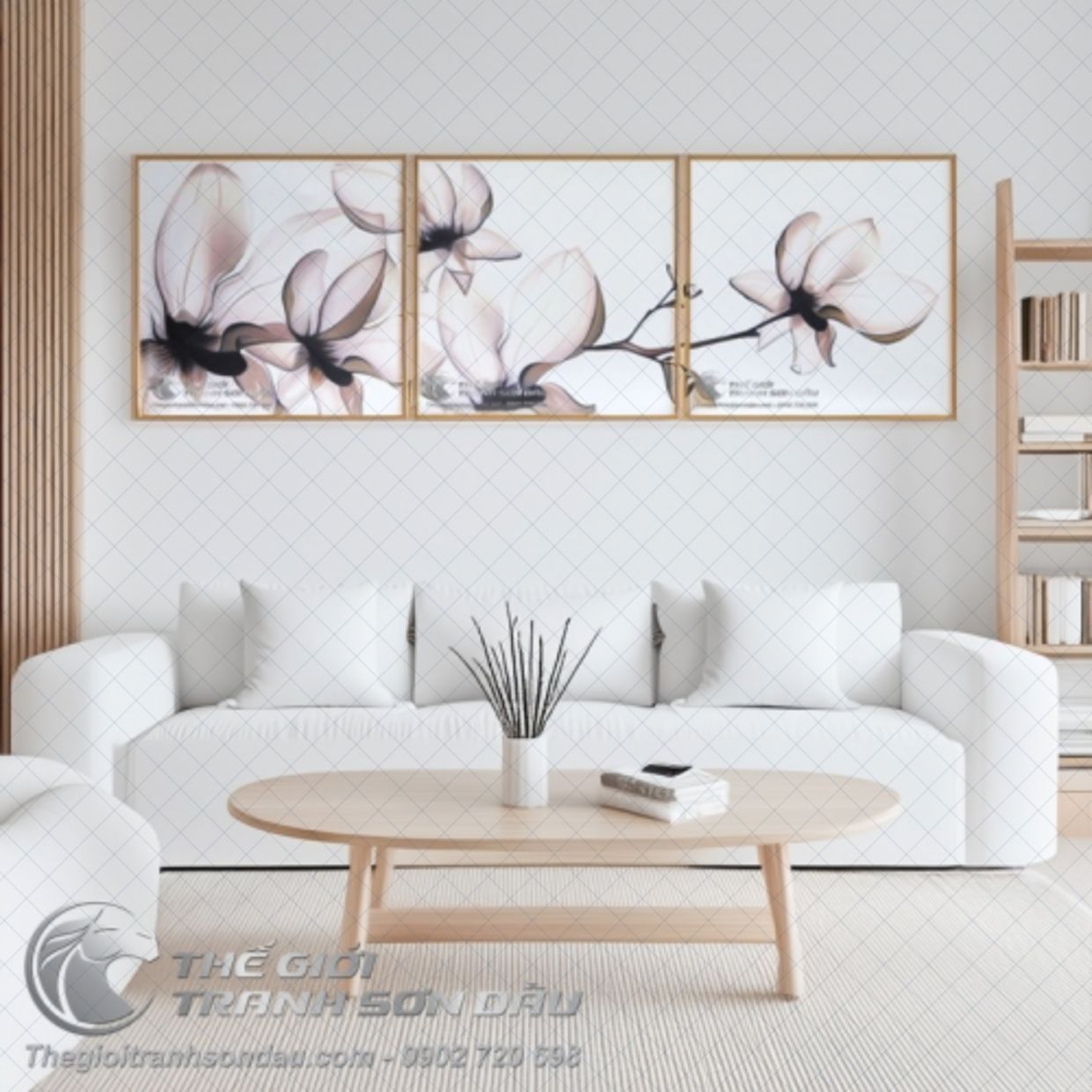 Tranh Sơn Dầu Bộ 3 Bức Đa Sắc Kích Thước Đa Dạng Trang Trí Đẹp 
