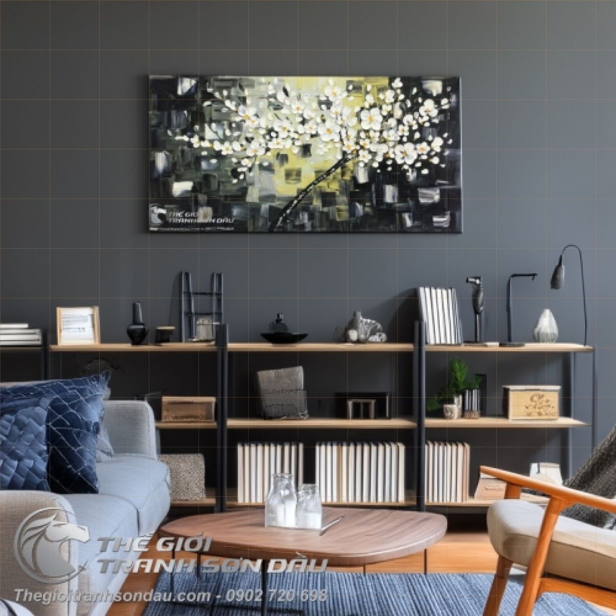 Tranh hoa hiện đại đắp dày đẹp Kích thước lớn 60x120cm trang trí 