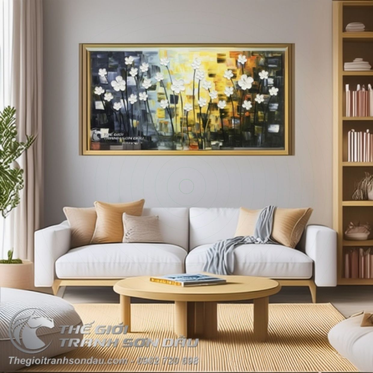 Tranh hoa đắp nổi hiện đại 60x120 sơn dầu màu sắc đa dạng 