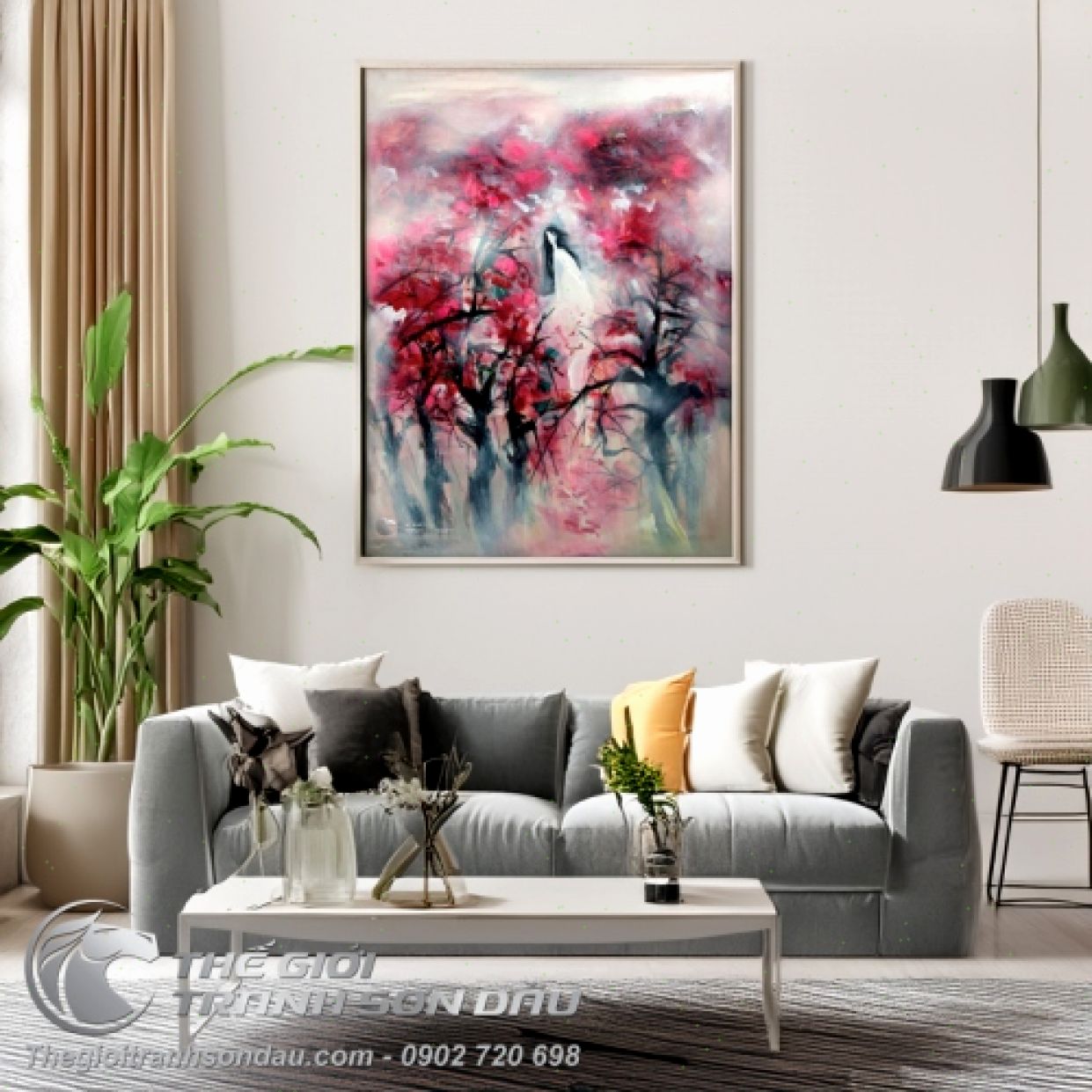 Tranh Sơn Dầu Thiếu Nữ Áo Dài Nghệ Thuật Sang Trọng Trang Trí Phòng 