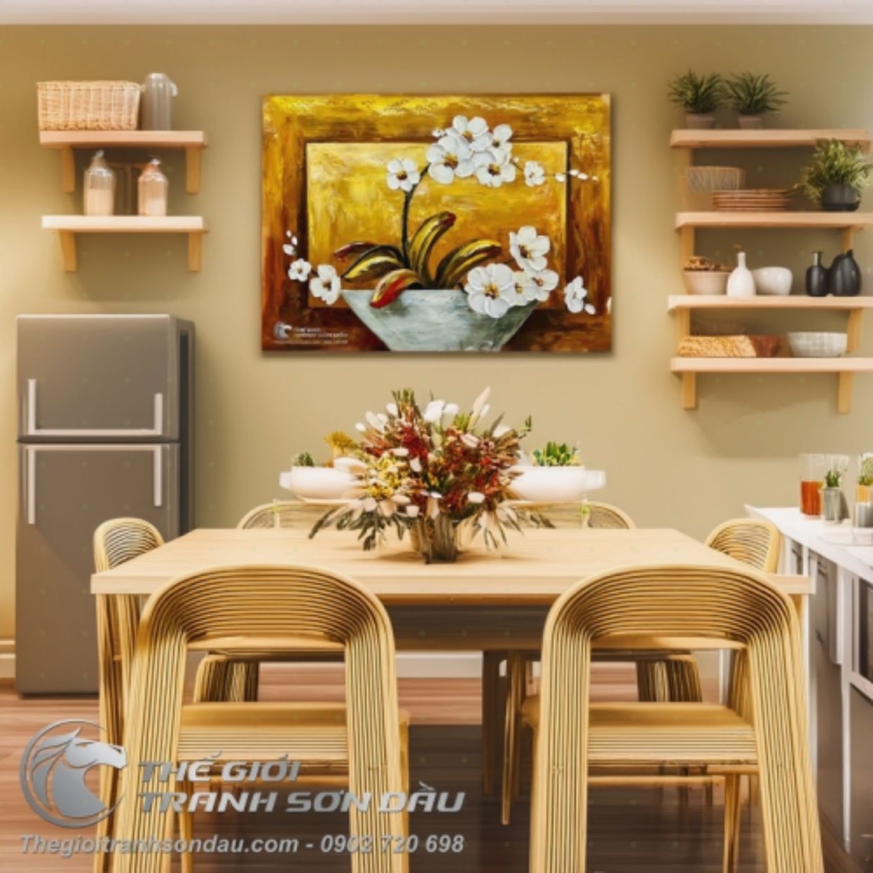 Tranh Hoa Lan Trắng 60x80 Sơn Dầu Đẹp Giá Tốt Giao Nhanh 