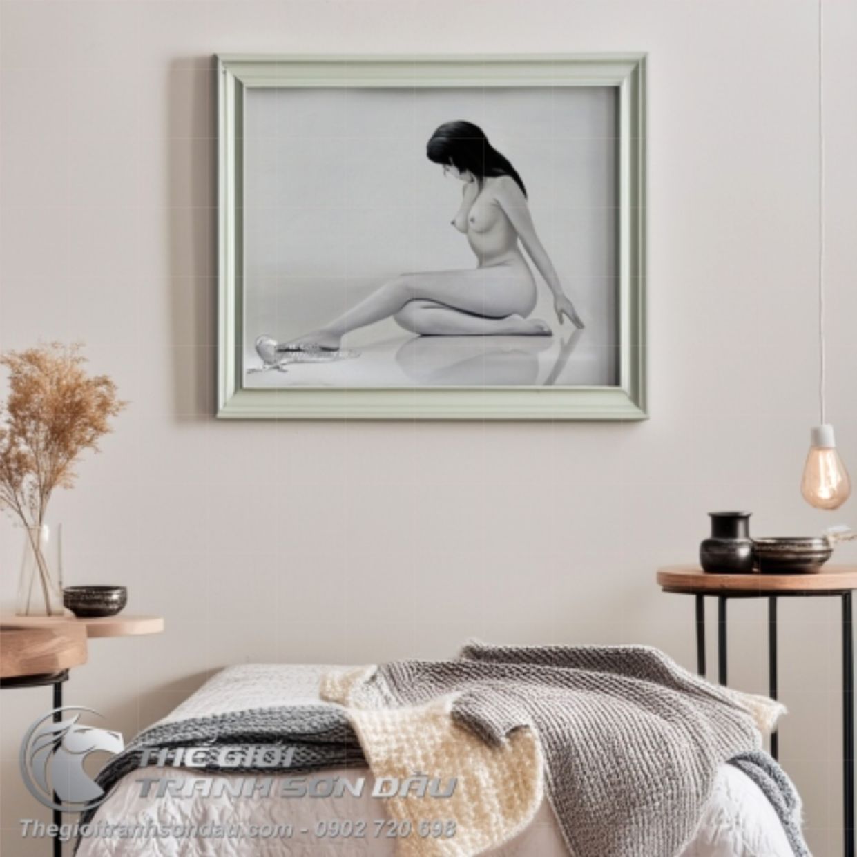 Tranh Khỏa Thân Thiếu Nữ Sơn Dầu Sang Trọng Kích Thước 50x60 